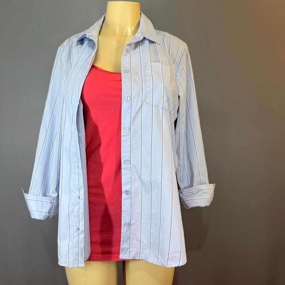 Pink Rose Striped Stretch Button Up Shirt Size S Long Sleeve NWT
